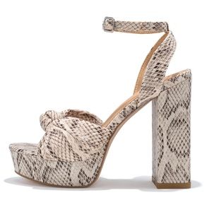 NIB VICI POPPY HEELED PYTHON PLATFORM SANDAL - BEIGE SIZE 7.5